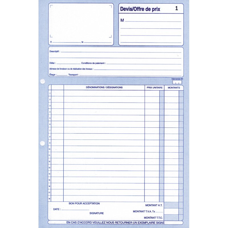 Verzamelbuis 'Offerte - Prijsopgave', duplex.